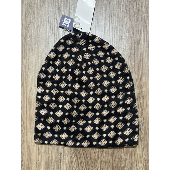 Y2K DC Shoes All Over Print Black Beanie‎ Hat - Picture 2 of 6